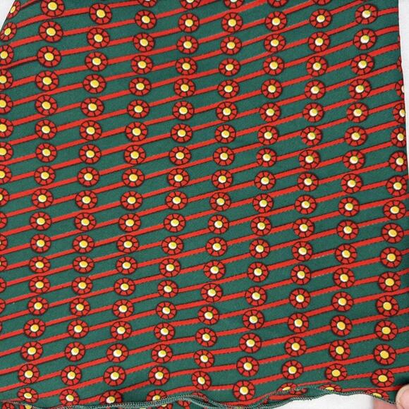 Vintage Red & Green Geometric Abstract Patterned Scarf - Picture 3 of 5